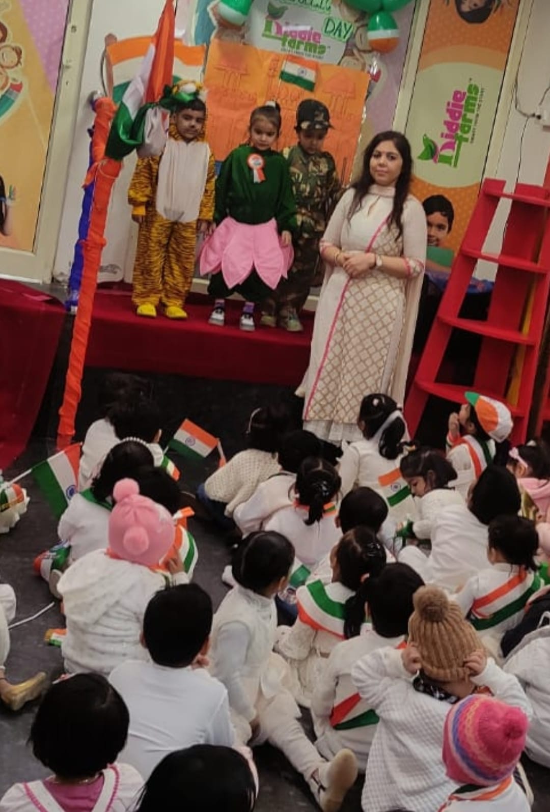 Children enjoying a painting activity in a bright classroom